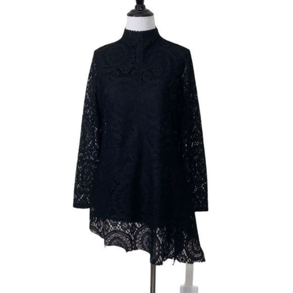Soft surroundings women’s black elyse‎ asymmetric lace tunic